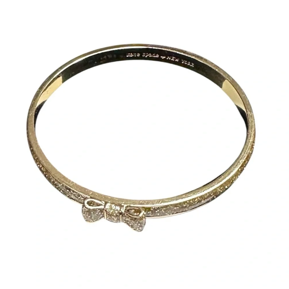 Kate Spade Gold Tone and Sparkles Bow Bangle Bracelet - Picture 2 of 2